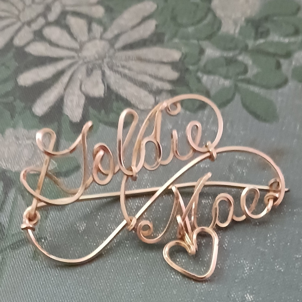 Vintage Script Brooch Goldie Mae Souvenir